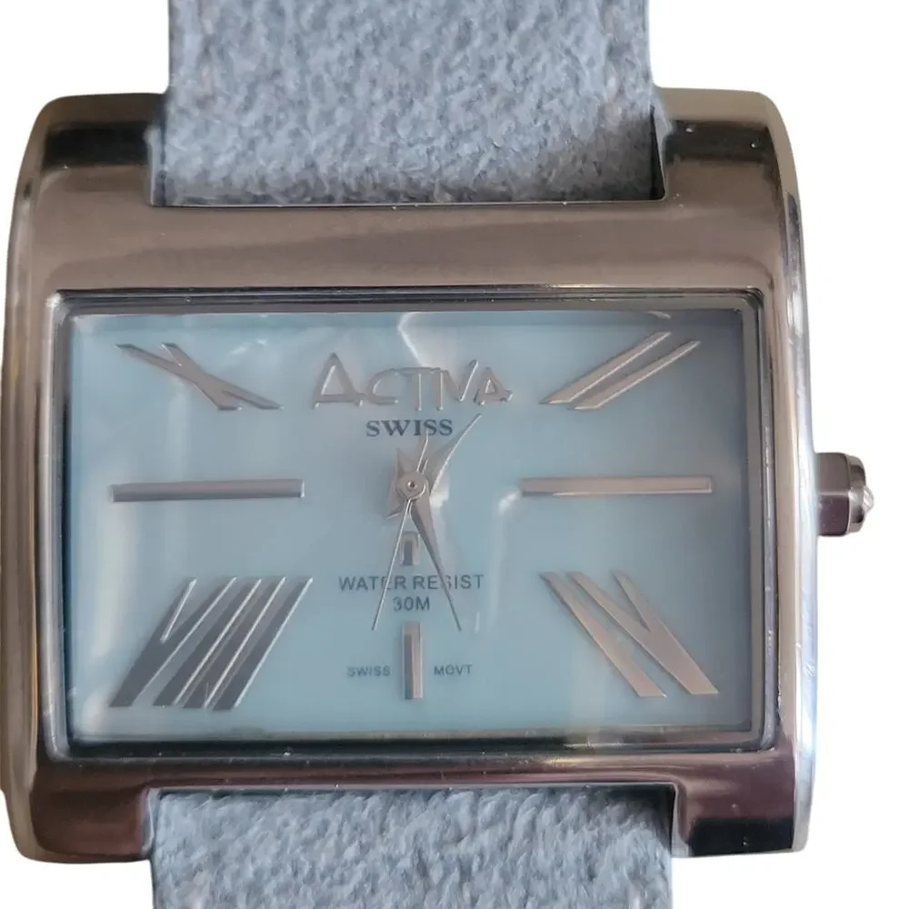 Activa Watch‎ Blue Rectangular dial Y2K style original cloth band Swiss parts